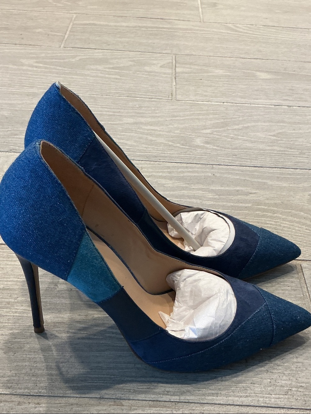 Aldo Blue Patchwork Pointed-Toe Pumps - Picture 4 of 7